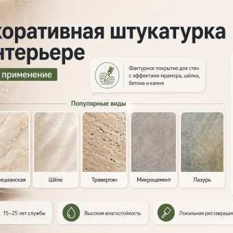 Изображение Декоративная штукатурка в интерьере — виды и применение