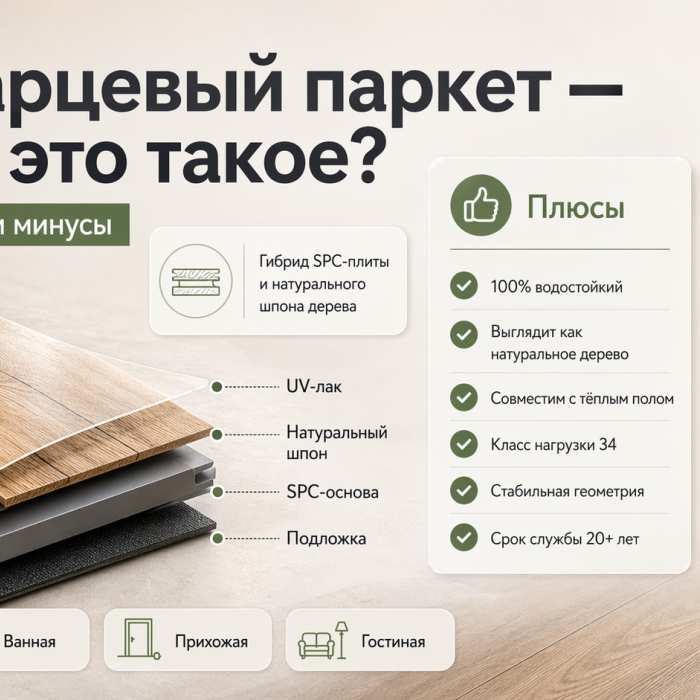 Кварц паркет: плюсы и минусы, состав, укладка и сравнение