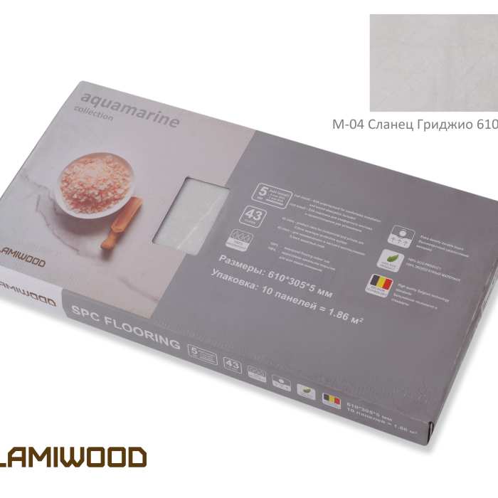 Кварцвиниловый SPC ламинат Lamiwood Aquamarine M-04 Сланец Гриджио №3