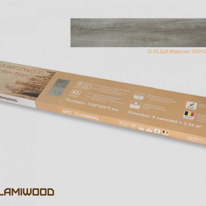 Кварцвиниловый SPC ламинат Lamiwood Quartzwood Q-15 Дуб Мэдисон №2