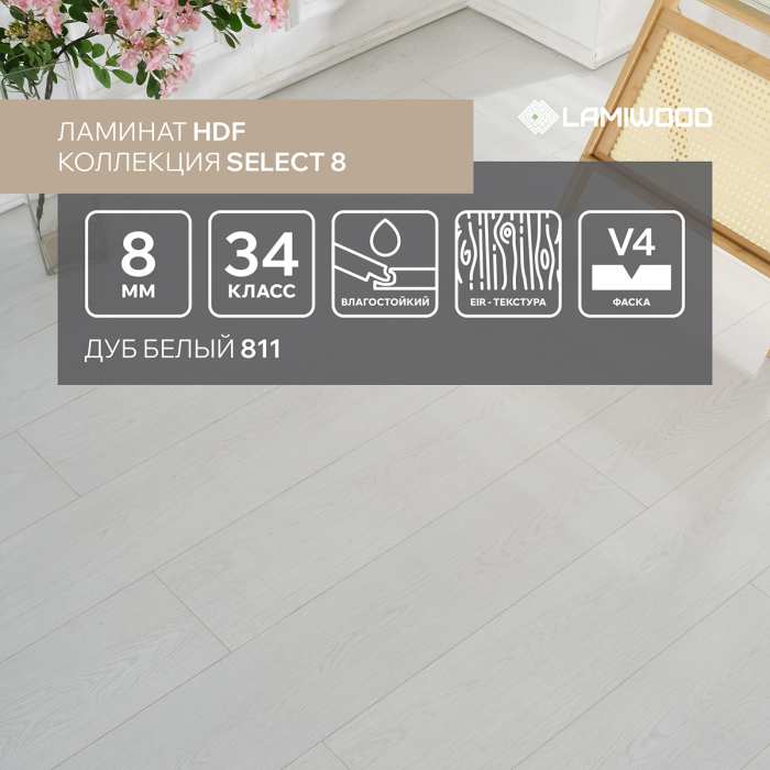 Ламинат Lamiwood Select 8 мм 811 Дуб Белый №6