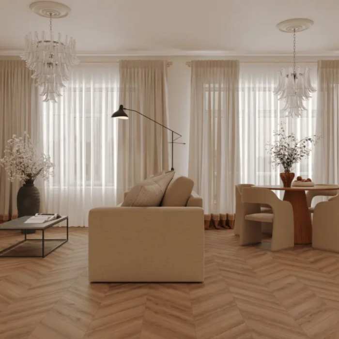 Каменно-полимерна SPC плитка Tulesna Art Chevron Unico 1011-5