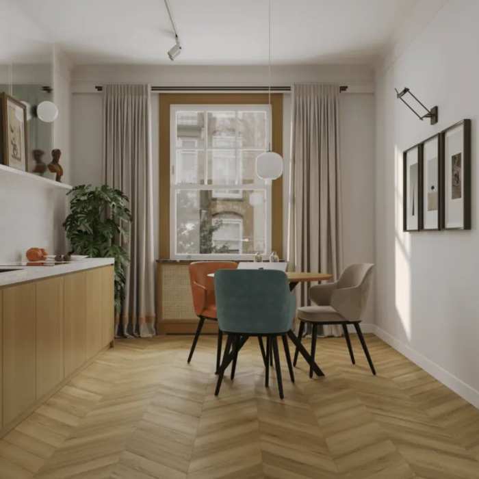 Каменно-полимерна SPC плитка Tulesna Art Chevron Fortuna 1011-8