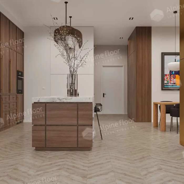SPC ламинат Alpine Floor Chevrone Alpine ECO 18-21 МС Орех Гикори