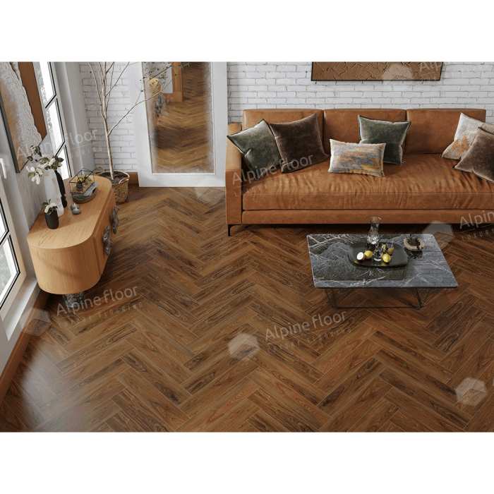 Каменно-полимерная плитка SPC Alpine Floor Nut ECO 22-4 МС Орех Кенари №4