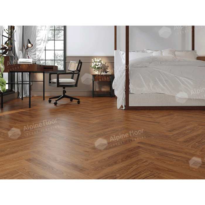 Каменно-полимерная плитка SPC Alpine Floor Nut ECO 22-5 МС Орех Нойер №4
