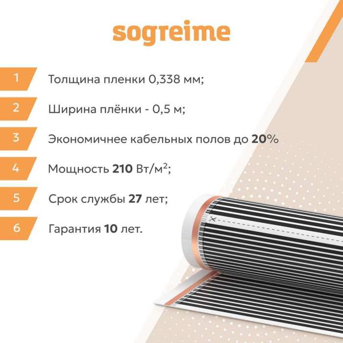 Теплый пленочный пол SOGREIME (Согрей меня) Стандарт 210 Вт/м2 №7