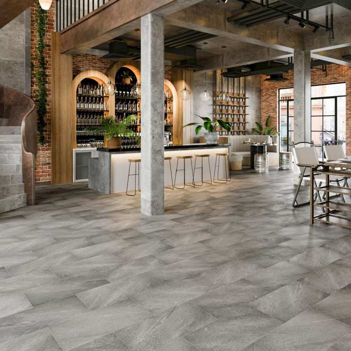 Кварцвиниловая SPC плитка NT Ceramic Betone Stone SP55106ST Stone Slate Brown №2