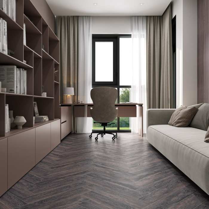 SPC ламинат CronaFloor Herringbone Дуб Бордо №2