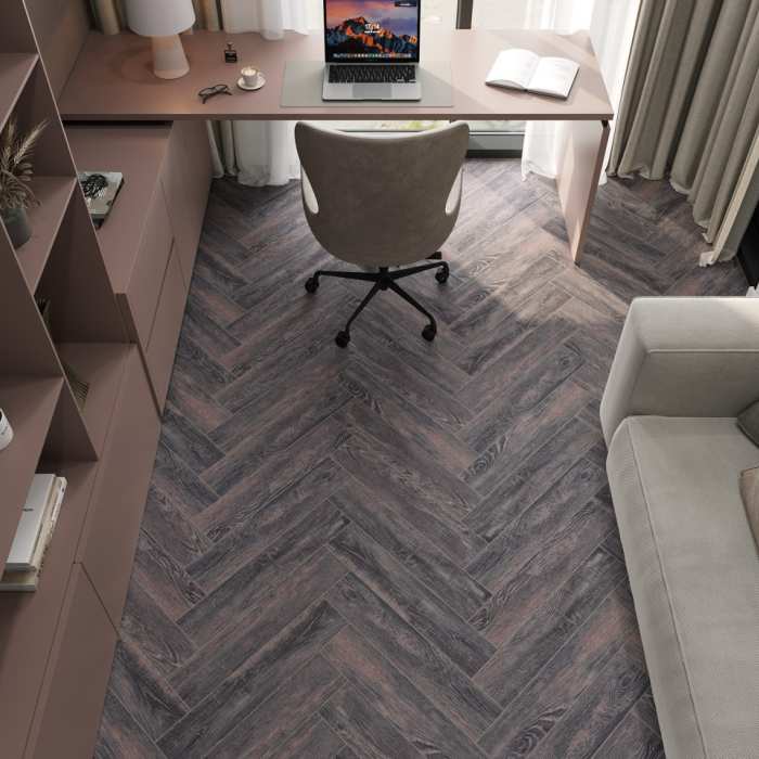 SPC ламинат CronaFloor Herringbone Дуб Бордо №3