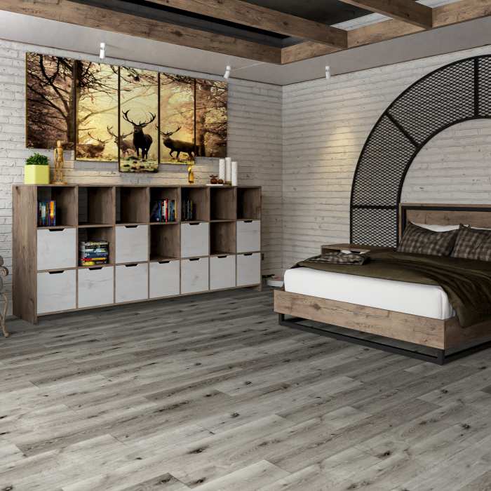 Кварцвиниловая плитка Damy Floor Family LVT Дуб Состаренный Серый T7020-5D №8