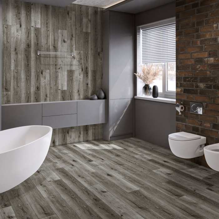 Кварцвиниловая плитка Damy Floor Family LVT Дуб Состаренный Серый T7020-5D №14