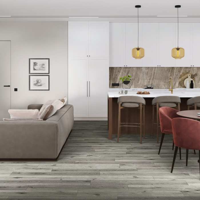 Кварцвиниловая плитка Damy Floor Family LVT Дуб Состаренный Серый T7020-5D №4