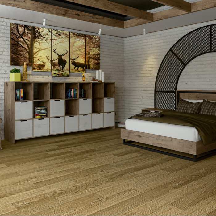 Кварцевый SPC ламинат Damy Floor Family Дуб Золотой 190902EL-07F №6