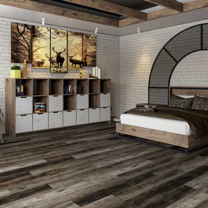 Кварцвиниловая плитка Damy Floor Family LVT Дуб Рустикальный Черный TCM369-7-LVT №6