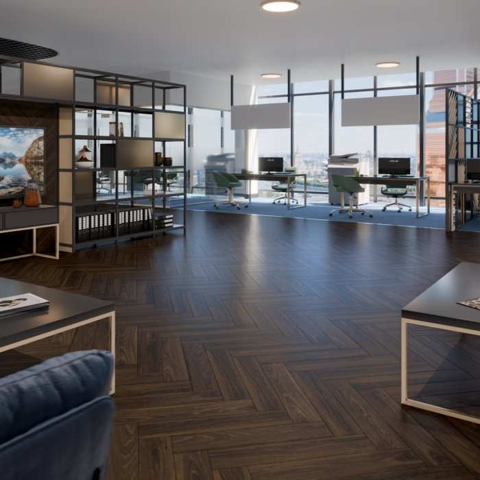 Инженерная паркет «английская ёлочка» Damy Floor Luxury Шоколадный №4