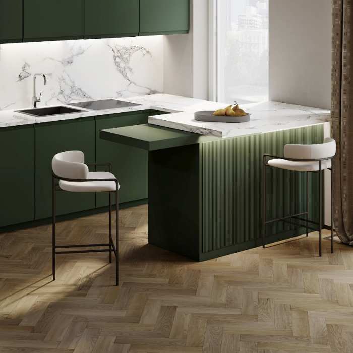 Кварцевый SPC ламинат Fargo Herringbone Дуб Монако 44-63W948 Click System 5G №2