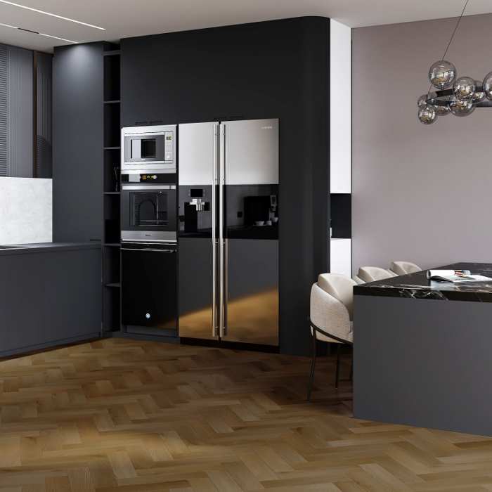 Кварцевый SPC ламинат Fargo Herringbone Дуб Окленд 44-653-76 Clyck System 5G №3