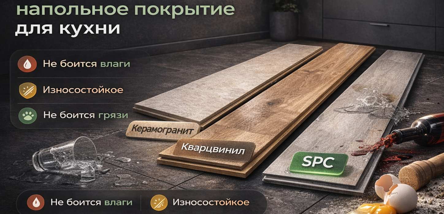 Изображение Как выбрать напольное покрытие для кухни