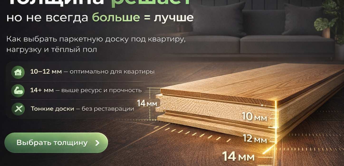 Изображение Толщина паркетной доски: какую выбрать для квартиры