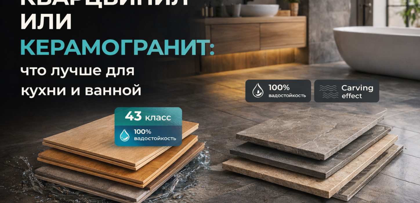 Изображение Кварцвинил или керамогранит: что лучше для кухни и ванной