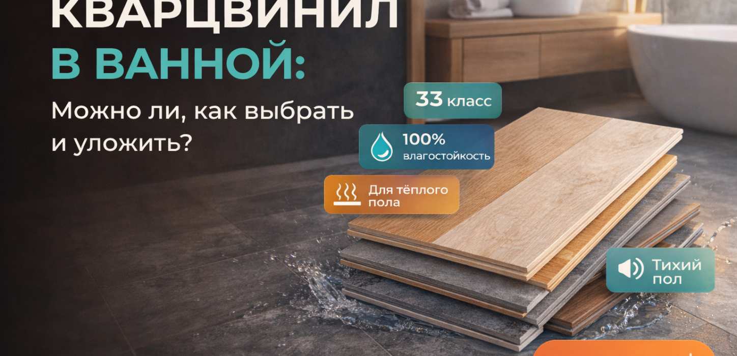Изображение Кварцвинил в ванной: можно ли, как выбрать и уложить