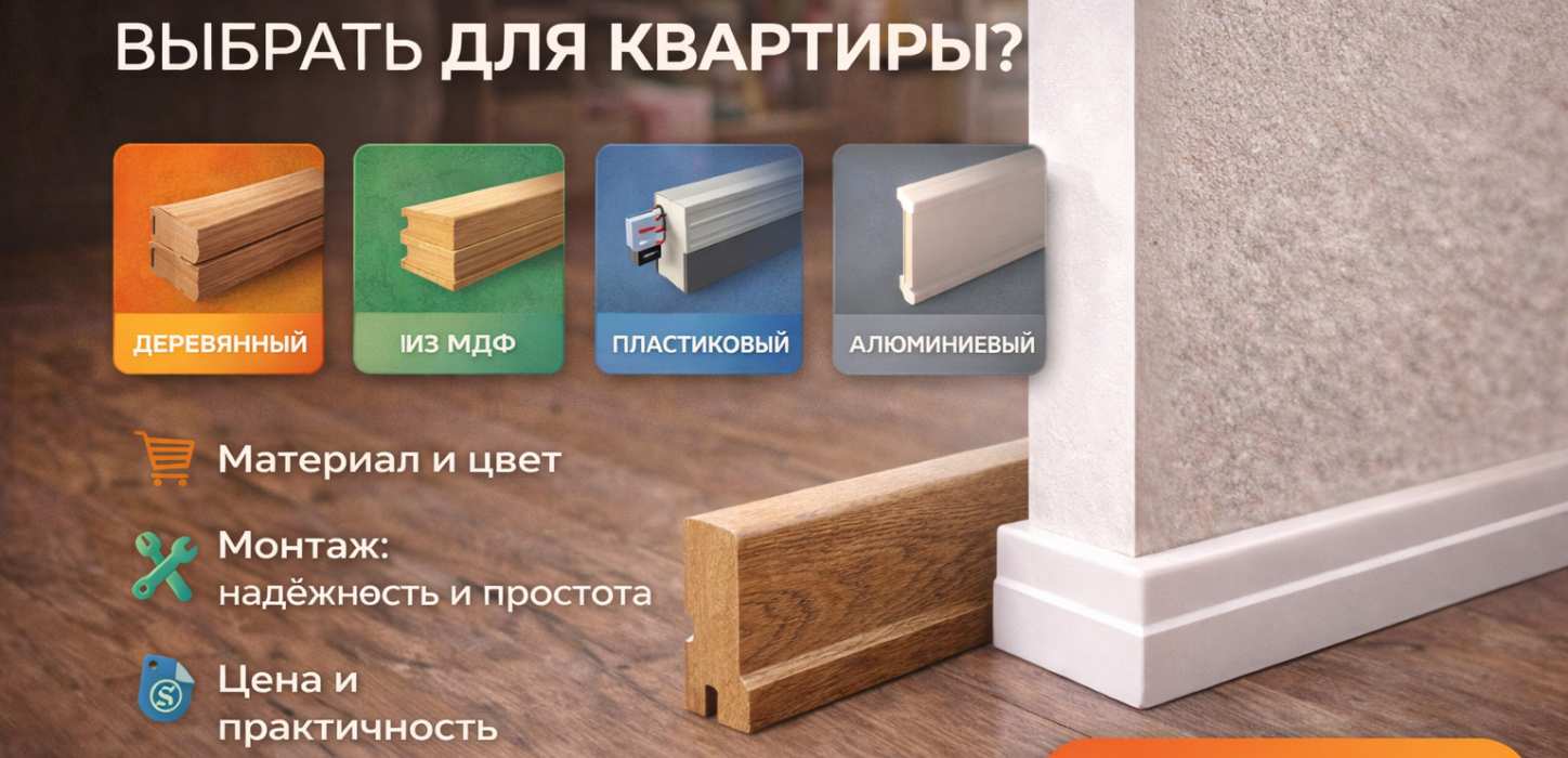 Изображение Виды плинтусов для пола: какой лучше выбрать