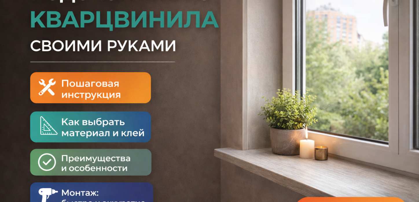 Изображение Подоконник из кварцвинила своими руками