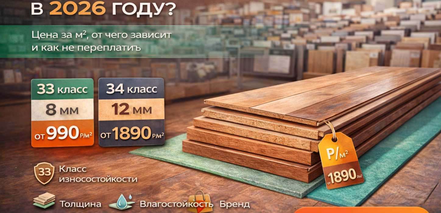 Изображение Сколько стоит ламинат в 2026 году: от чего зависит цена за м² и как выбрать без переплаты