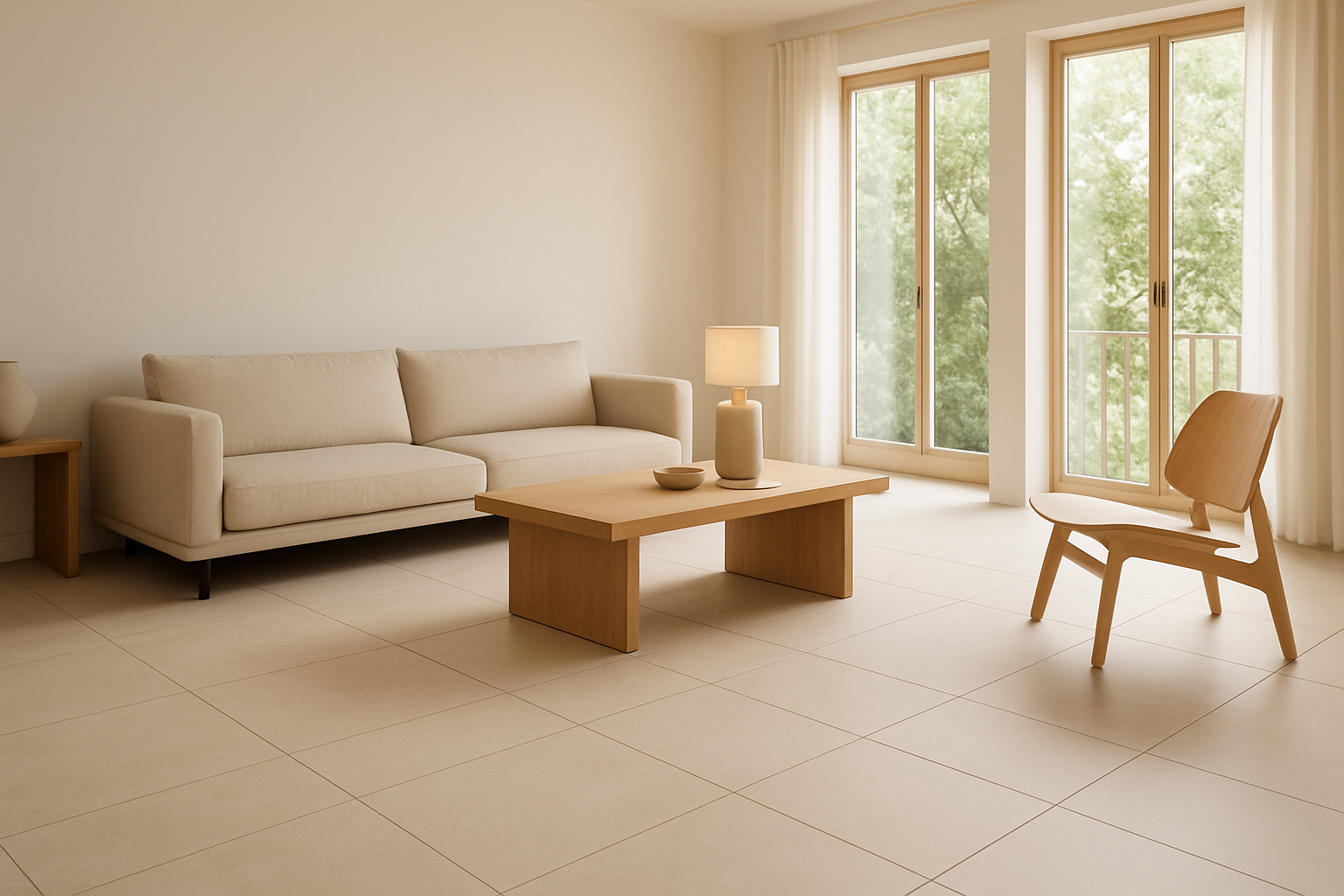 Квадратный керамогранит 600x600 мм в интерьере гостиной